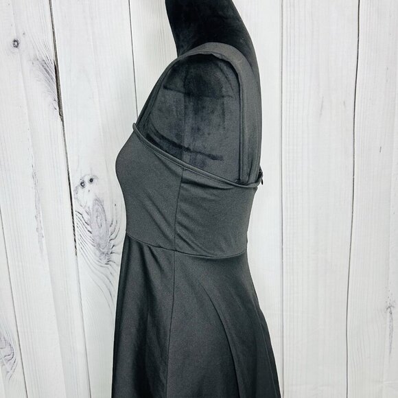 Shein A-Line Bodycon Black Mini Dress Size M Wide Straps - Picture 7 of 10